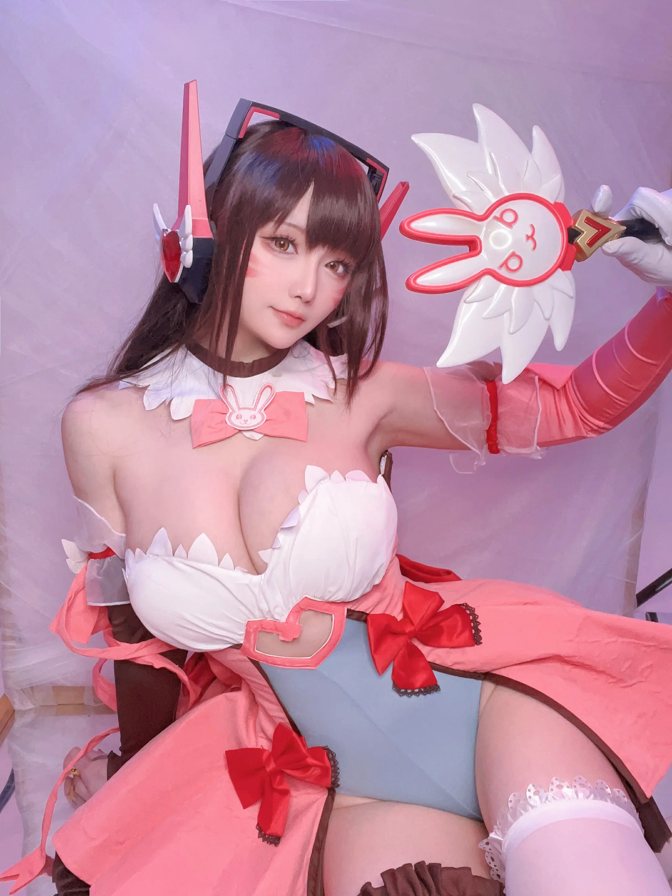 D.Va pose by Hoshilily with headset and suit