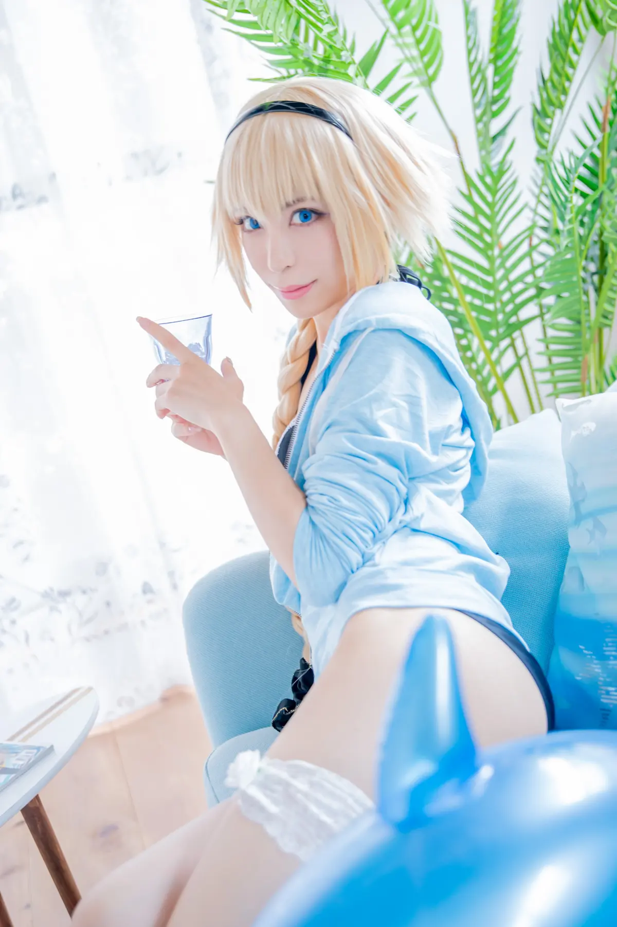 Rio Miyako as Jeanne with white bikini and sword